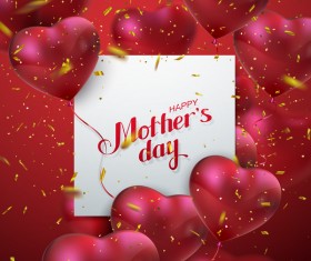 Mothers day card with heart shape balloons vector 02