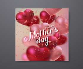 Mothers day card with heart shape balloons vector 04