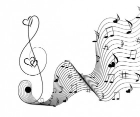 Musical symbols with abstract heart vector