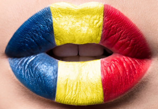 National flags painted on lips Stock Photo 03