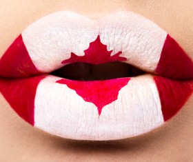 National flags painted on lips Stock Photo 04