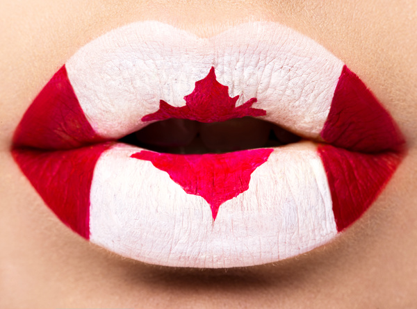 National flags painted on lips Stock Photo 04