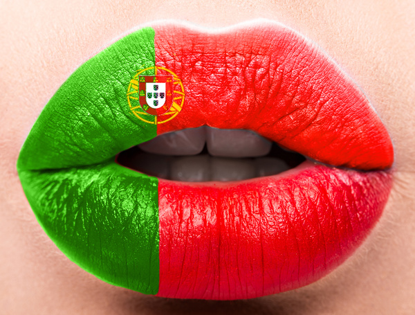 National flags painted on lips Stock Photo 08