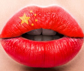National flags painted on lips Stock Photo 10