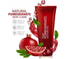 Natural pomegranate cosmetic advertising poster template vectors 02
