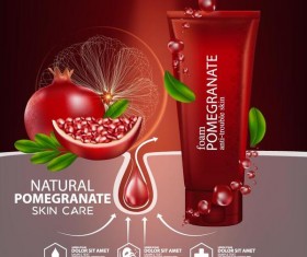 Natural pomegranate cosmetic advertising poster template vectors 03