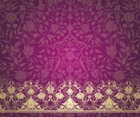 Ornate decor pattern with border vector material 01