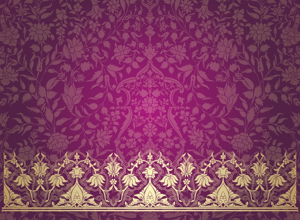 Ornate decor pattern with border vector material 01