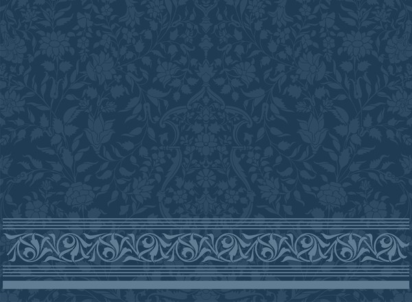 Ornate decor pattern with border vector material 02