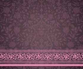 Ornate decor pattern with border vector material 03