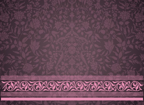 Ornate decor pattern with border vector material 03