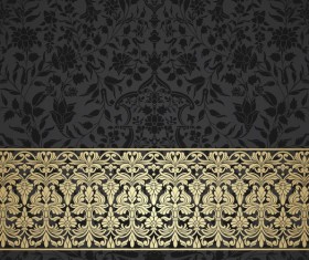 Ornate decor pattern with border vector material 04