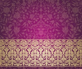Ornate decor pattern with border vector material 05