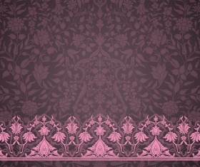 Ornate decor pattern with border vector material 06