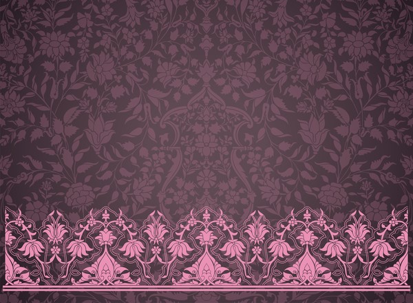 Ornate decor pattern with border vector material 06