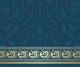 Ornate decor pattern with border vector material 07
