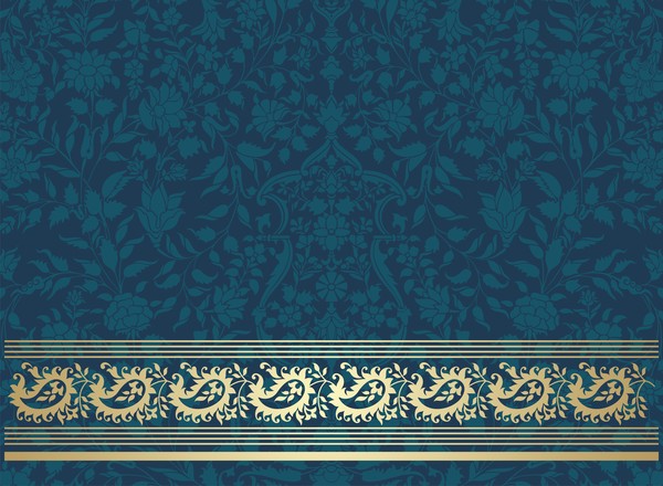 Ornate decor pattern with border vector material 07