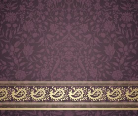 Ornate decor pattern with border vector material 08