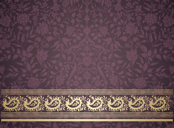 Ornate decor pattern with border vector material 08