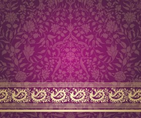 Ornate decor pattern with border vector material 09