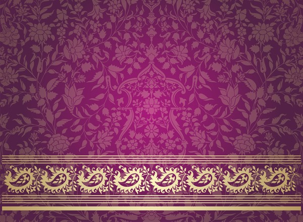 Ornate decor pattern with border vector material 09