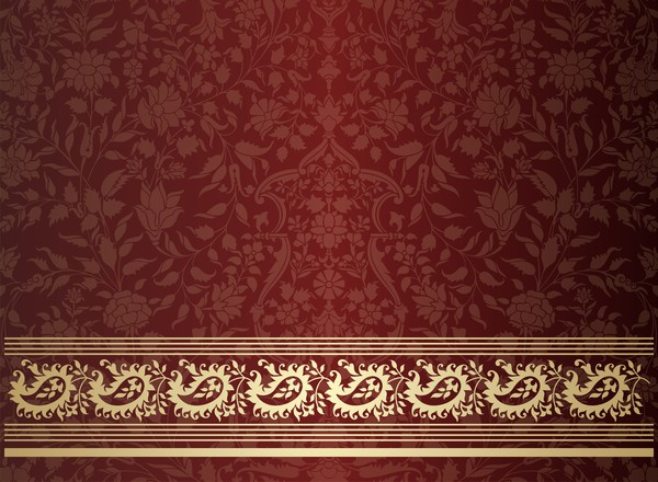 Ornate decor pattern with border vector material 10