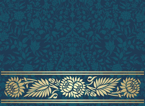 Ornate decor pattern with border vector material 12
