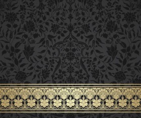 Ornate decor pattern with border vector material 15
