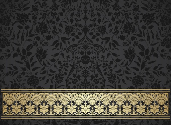 Ornate decor pattern with border vector material 15