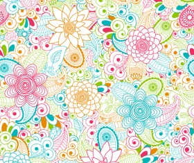 Outline floral seamless pattern vector