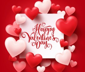 Paper valentine day card with heart shape vector 01