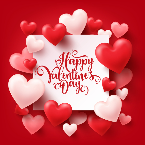 Paper valentine day card with heart shape vector 01
