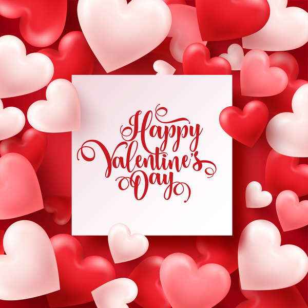 Paper valentine day card with heart shape vector 02