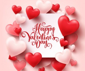 Paper valentine day card with heart shape vector 04