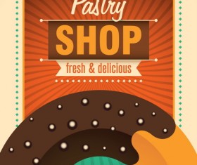 Pastry shop poster template retro vector