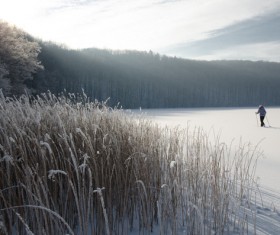 People walking on the snow Stock Photo