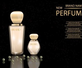 Perfume glass bottle with black background vector 01