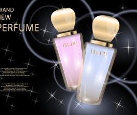 Perfume glass bottle with black background vector 02