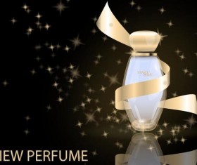 Perfume glass bottle with black background vector 03