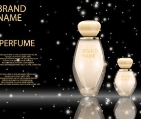 Perfume glass bottle with black background vector 04