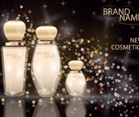 Perfume glass bottle with black background vector 05