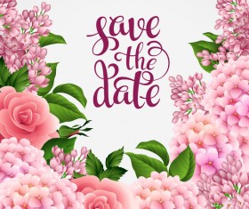 Pink flower valentine card vectors