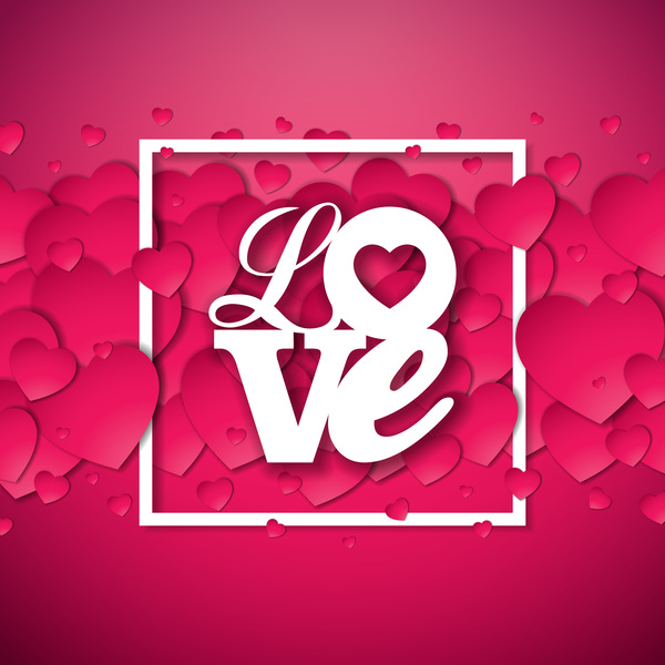 Pink red valentine love background vector