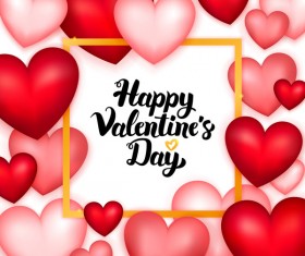 Pink with red heart shape frame vector