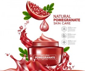 Pomegranate skin care cosmetic advertising poster vectors 01