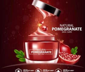 Pomegranate skin care cosmetic advertising poster vectors 02