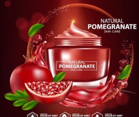 Pomegranate skin care cosmetic advertising poster vectors 03