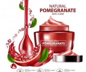 Pomegranate skin care cosmetic advertising poster vectors 04