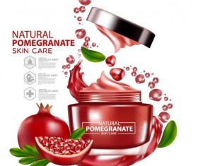 Pomegranate skin care cosmetic advertising poster vectors 05