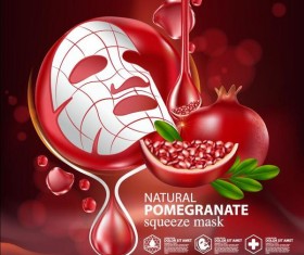 Pomegranate squeeze mask advertising poster vector 01